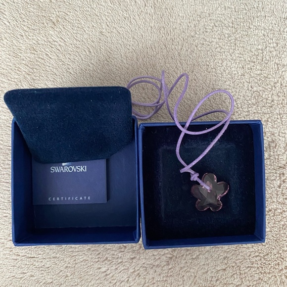 Swarovski Purple Crystal Flower Pendant with Purple Rope Necklace - Picture 2 of 3